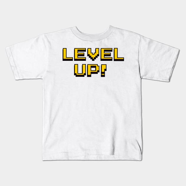 Pixelated pixel LEVEL UP 3D Kids T-Shirt by Forrosa